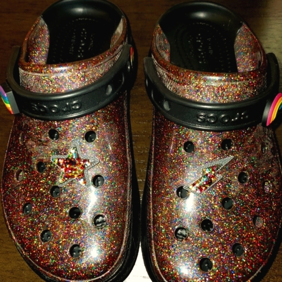 Pride Crocs Glitter Bae Platform Clog Size 6 Women - Picture 2 of 5